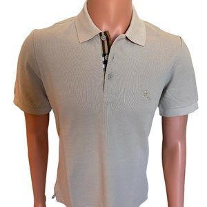 Burberry Men's Short Sleeve Check Placket Polo Beige